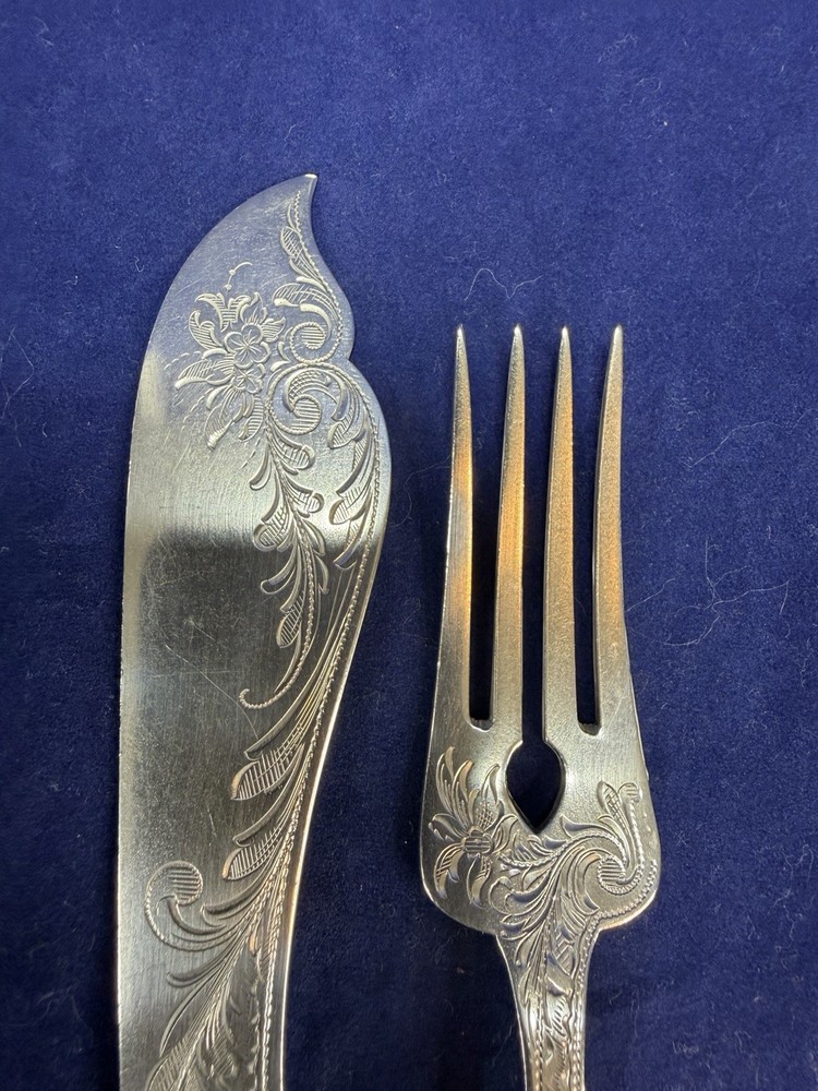 Antique 800 Silver Fish Slice and Fork Set Possibly German