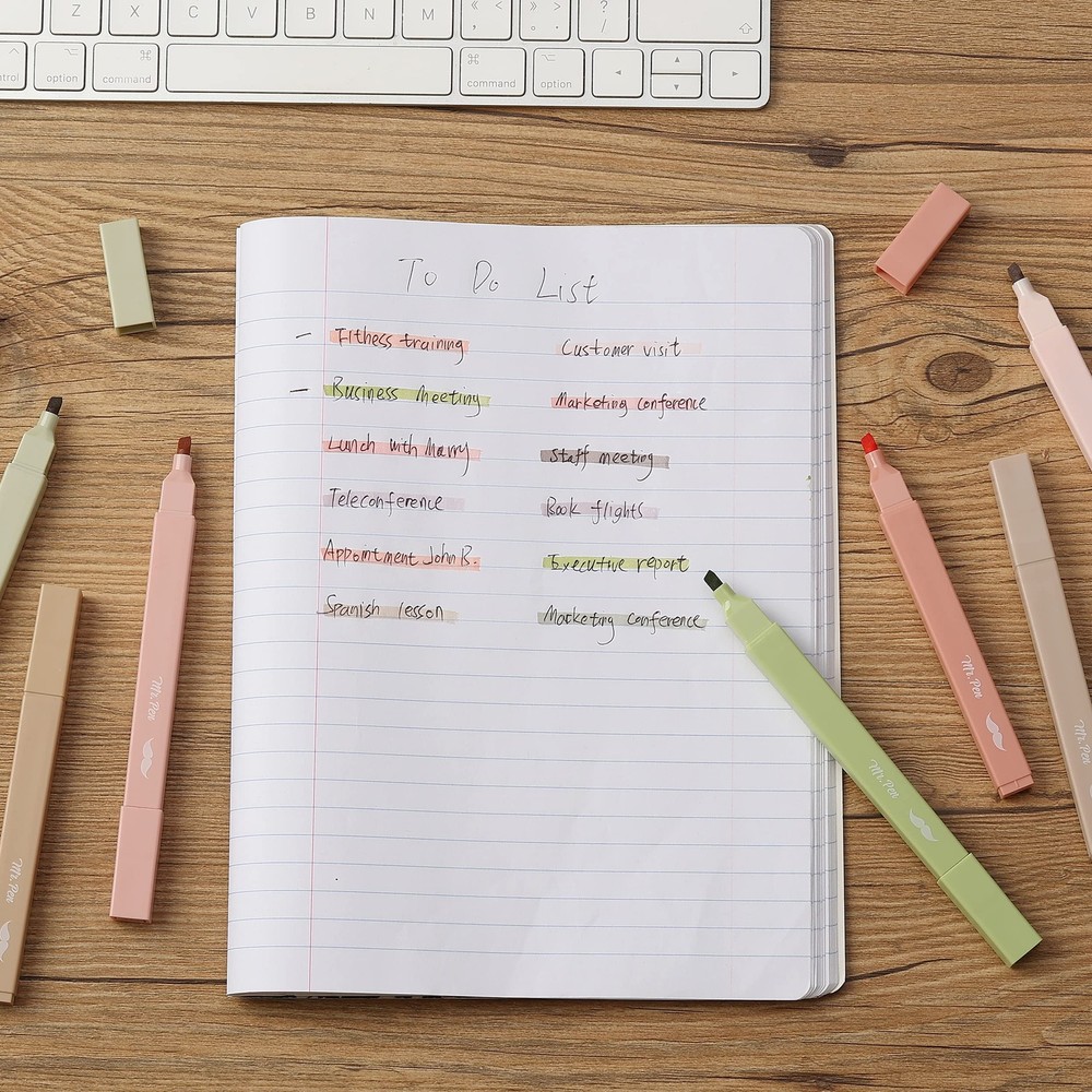 Mr. Pen- Aesthetic Highlighters, 8 pcs, Chisel Tip, Boho 8 Pack, Colors