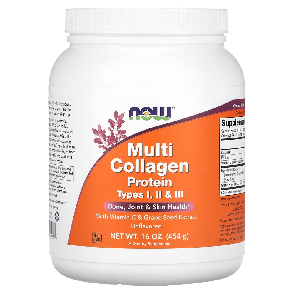 Multi Collagen Protein, Type I, II & III, Unflavored, 16 oz (454 g)