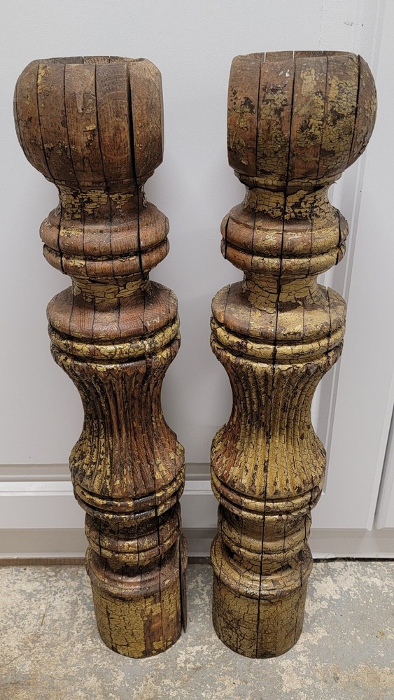 Vintage Architectural Savage Post Pair Solid Heavy Reclaimed