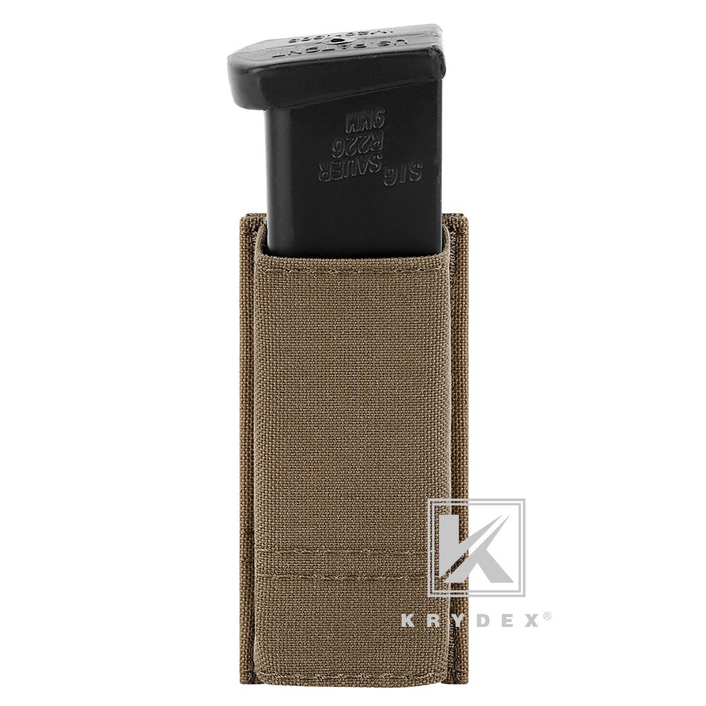 KRYDEX Tactical Double Stack Pistol Single Mag Pouch Belt / MOLLE Mounted Coyote