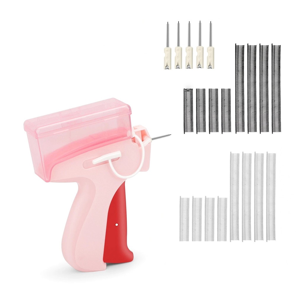 New Mini Tagging Gun Pink Portable Stitch Gun Quick Fix Includes Glue Needles