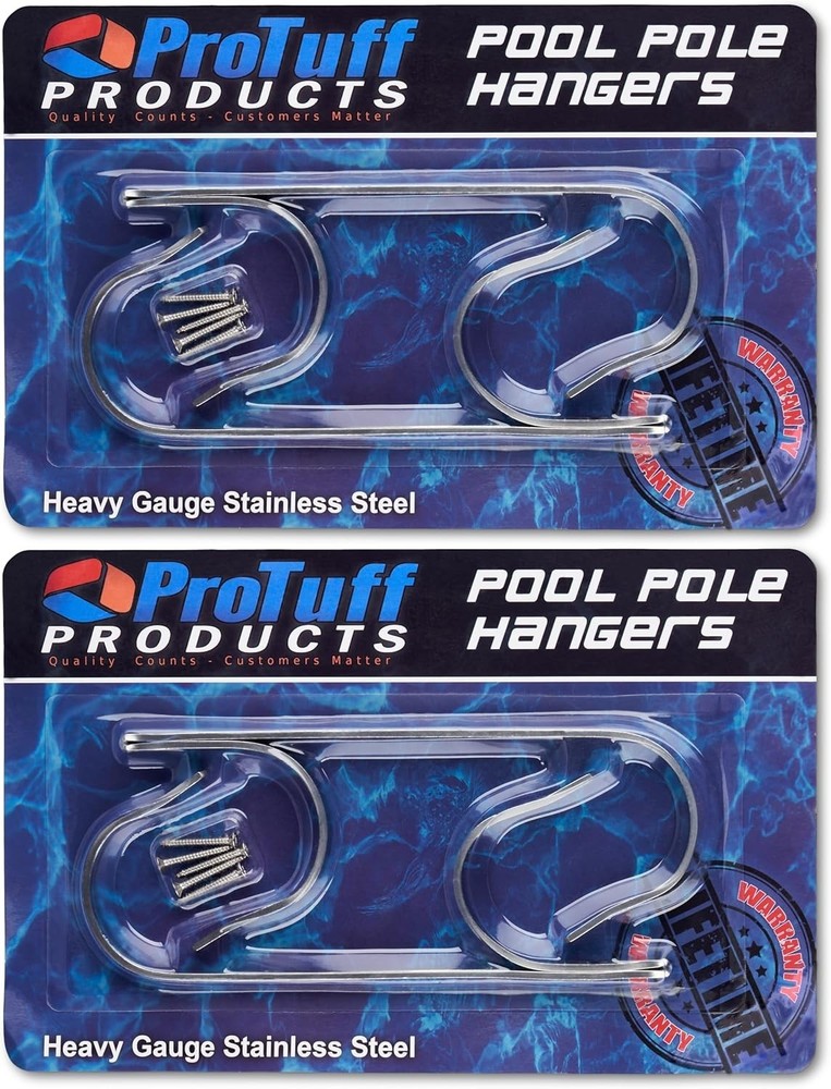 Versatile Pool Pole Hangers - Lifetime , Easy Install - Silver Finish