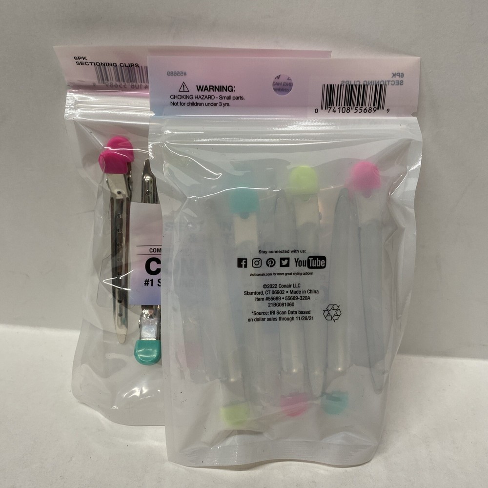2 Pack - Conair Section & Set Comfort Grip/Secure Hold - Hair Clips
