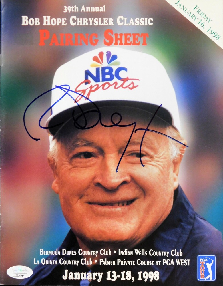 Richard Dreyfuss Signed 1998 Bob Hope Classic Pairing Sheet JSA Authenticated