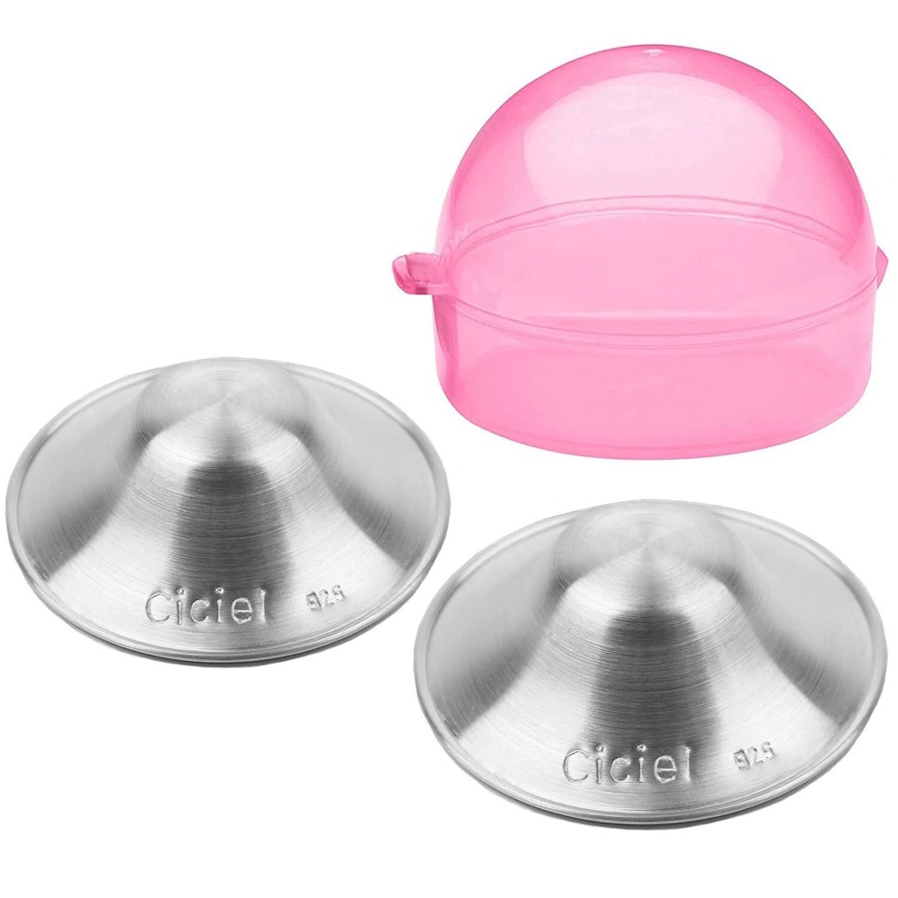 Ciciel Silver Nursing Cups W Pink Case NEW