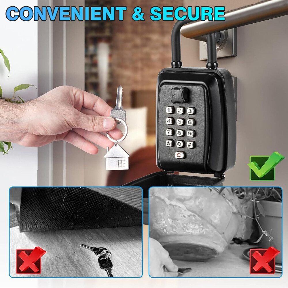 Password Key Lock Box Waterproof 12-Digit Combination Key Safe Metal Key Storage
