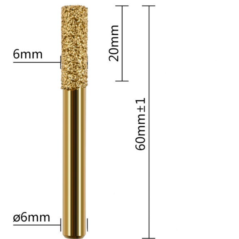 5Pcs Diamond Mounted Point 6mm Brazed Grinder Cylindrical Head Grinding Bit