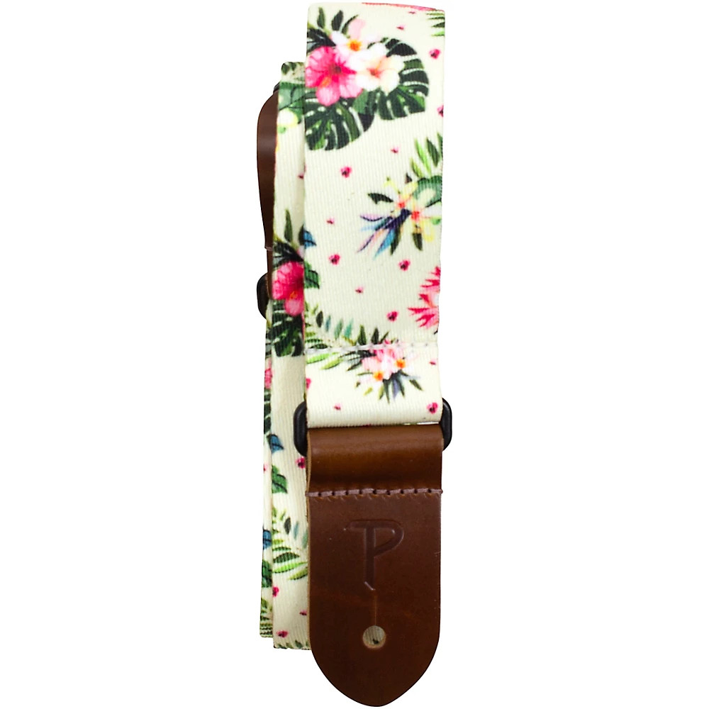 Perri's Floral Hibiscus Polyester Ukulele Strap White 1.5 in.