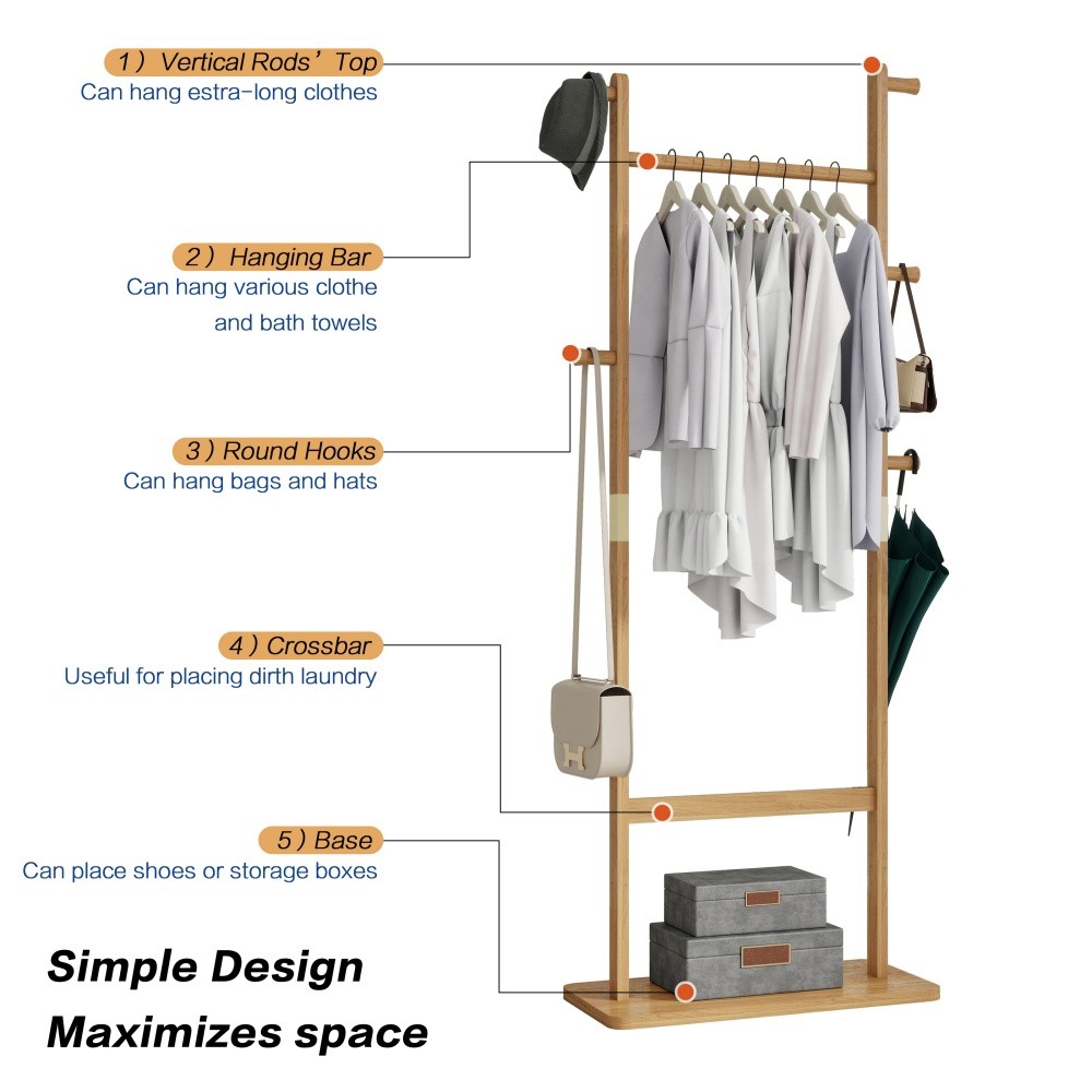 71" Coat Racks solid wood hanger Solid environmental protection easy to assemble