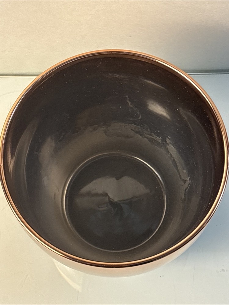 Modern Two-Tone Ceramic Planter Pot No Drain Hole 7” Tall Copper Black Decor