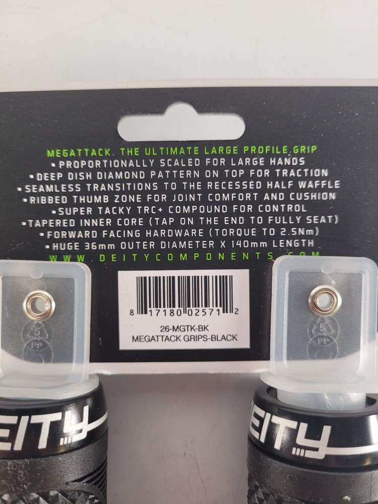 Deity Megattack Grips 140mm Black Pair 26-MGTK-BK