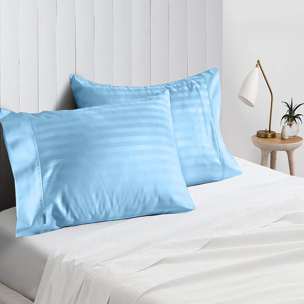 Branded Sheets Collection 1000TC Egyptian Cotton Select Size Sky Blue Stripes