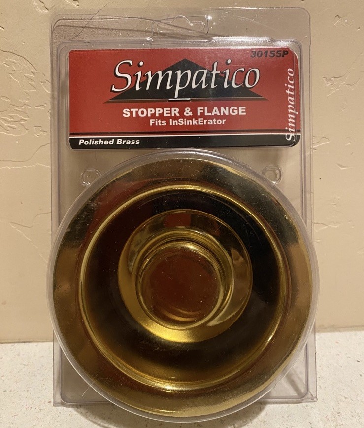 Simpatico 30155P Stopper & Flange Set - Polished PVD - Fits InSinkErator - NEW