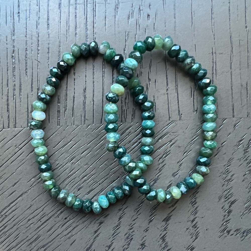 Moss agate donut bracelet SIZE 6.5-7’