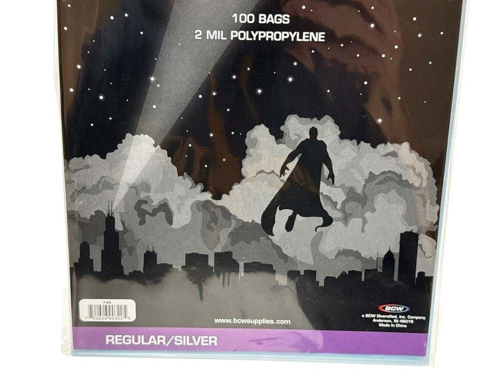BCW Comic Book Bags (Silver/Regular) 100 pack 2 Mil Silver Age Comic Book Bag