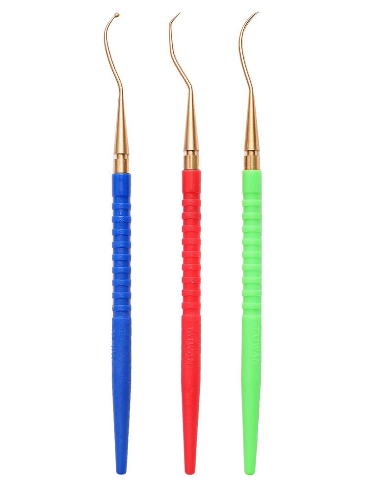 High Grade ORing Remover Tool Brass Pick Hooks Plastic Handle 3Pcs Pack