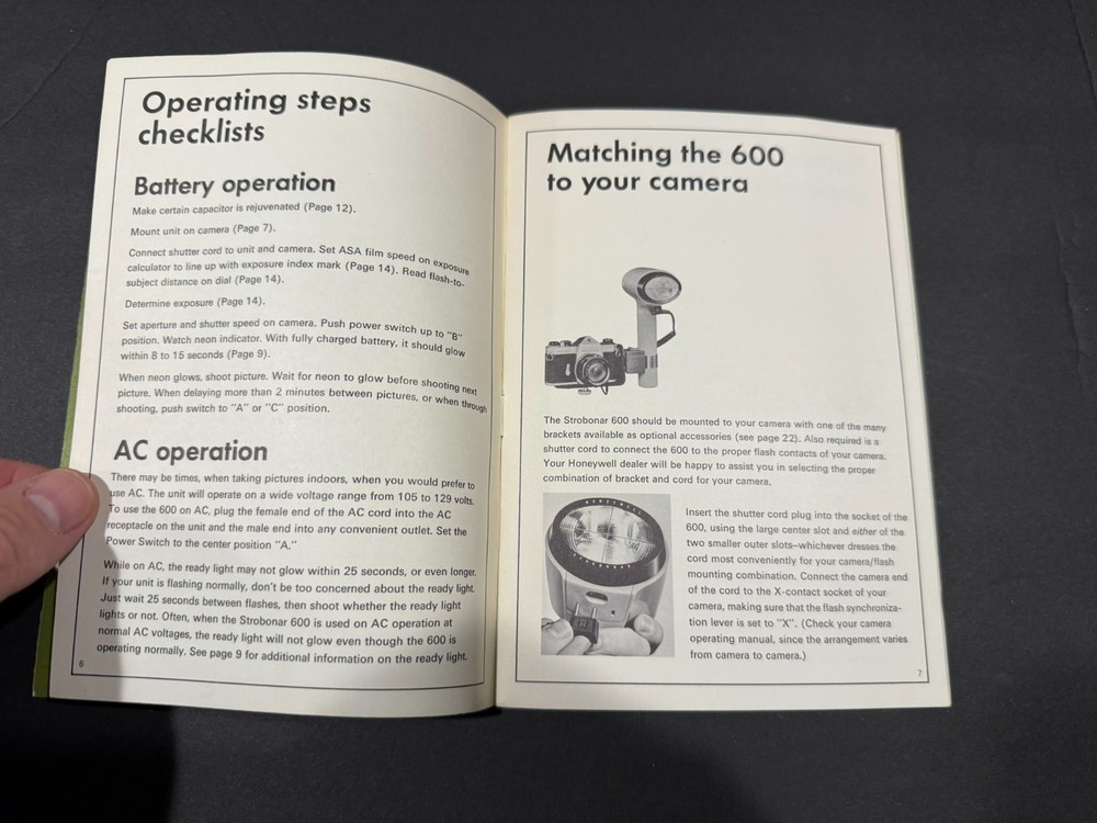Strobonar 600 Camera Flash Instruction Manual