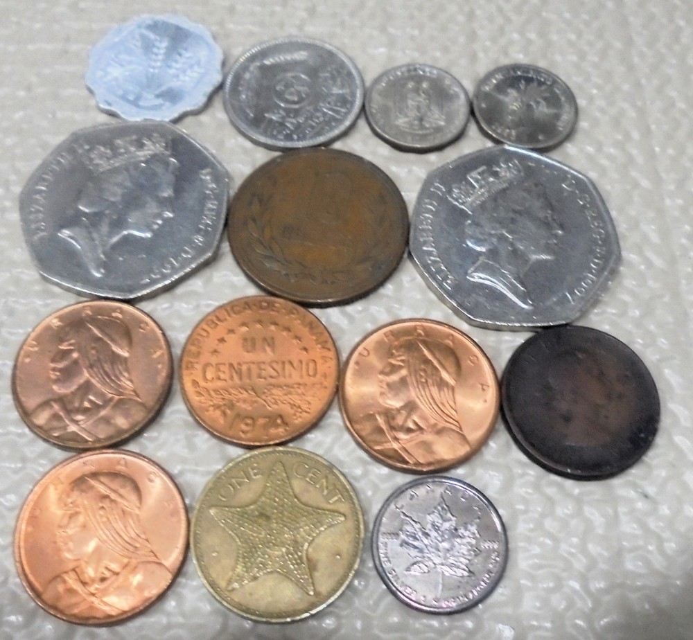 14 ASSORTED FOREIGN COINS AS SHOWN
