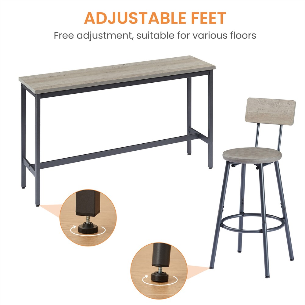 4 Piece Bar Table Set Counter Height Kitchen Pub Table w/ 3 PU Stools