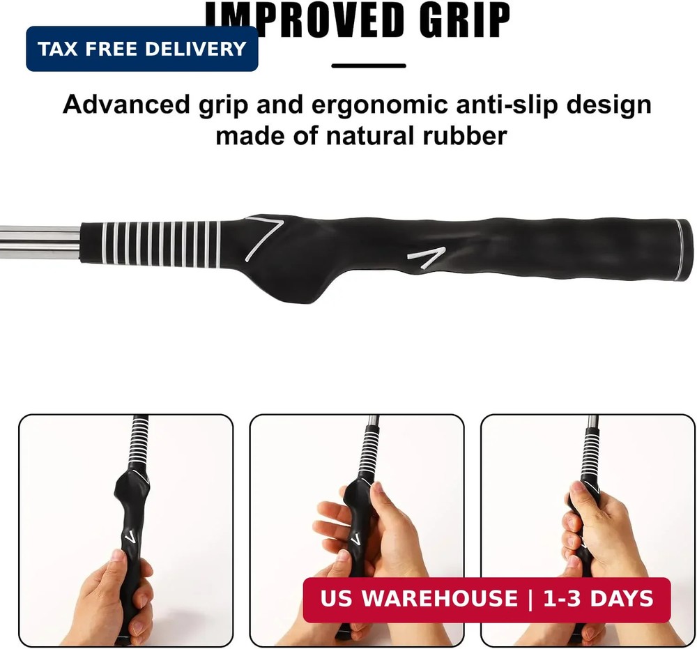 Retractable Golf Swing Training Aid, Portable Golf Grip Click Stick Trainer with