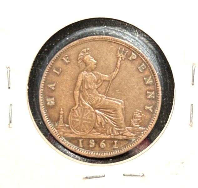 Great Britain 1861 half penny KM 748.2 VF