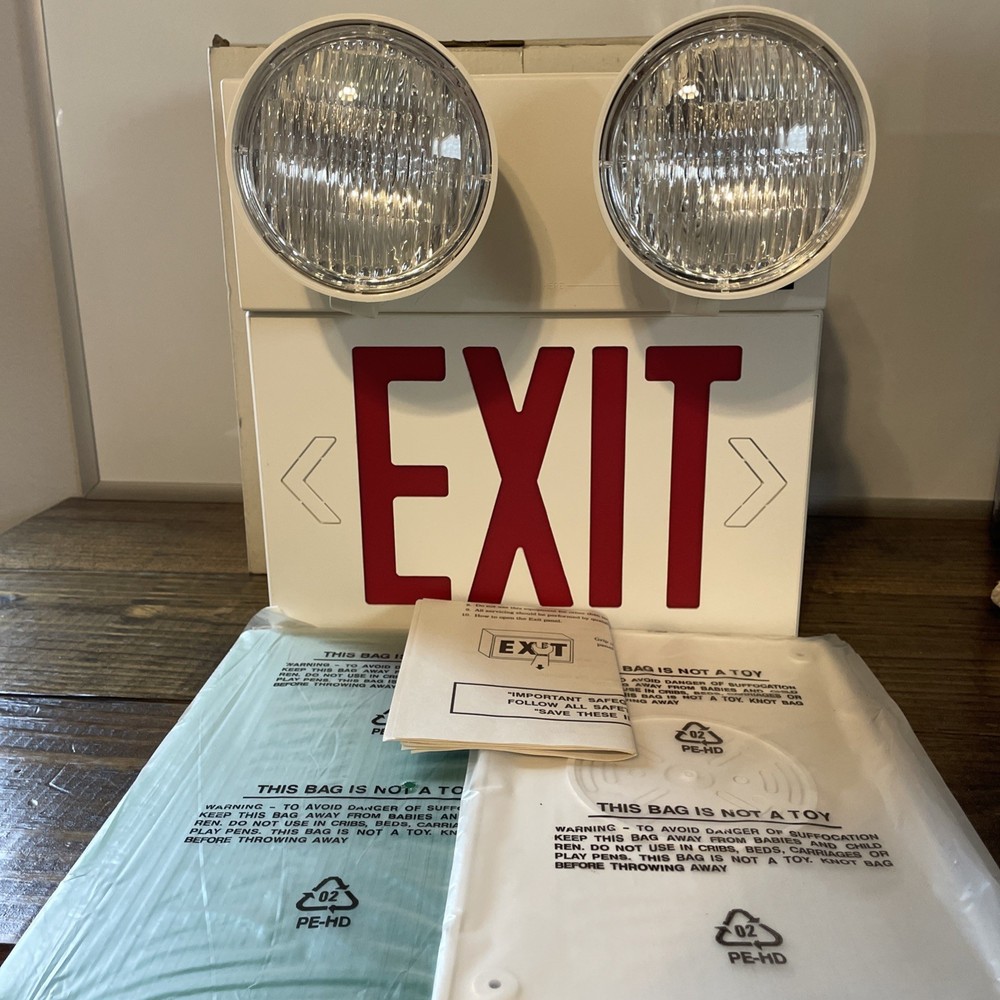 UL Listed Incandescent Exit/Emergency Combo With Battery Backup Red& Green Panel