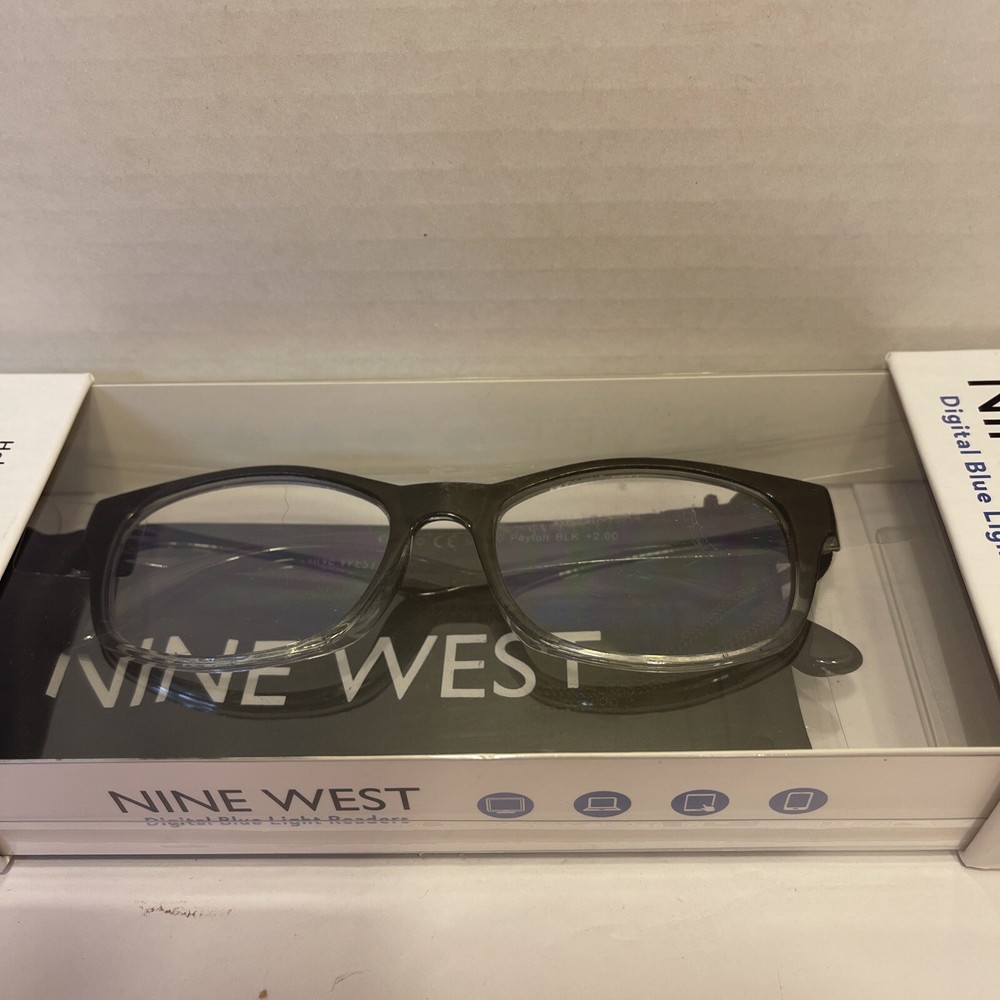 NINE WEST Digital Blue Light Filtering Glasses +2.00 Peyton Blackw/case