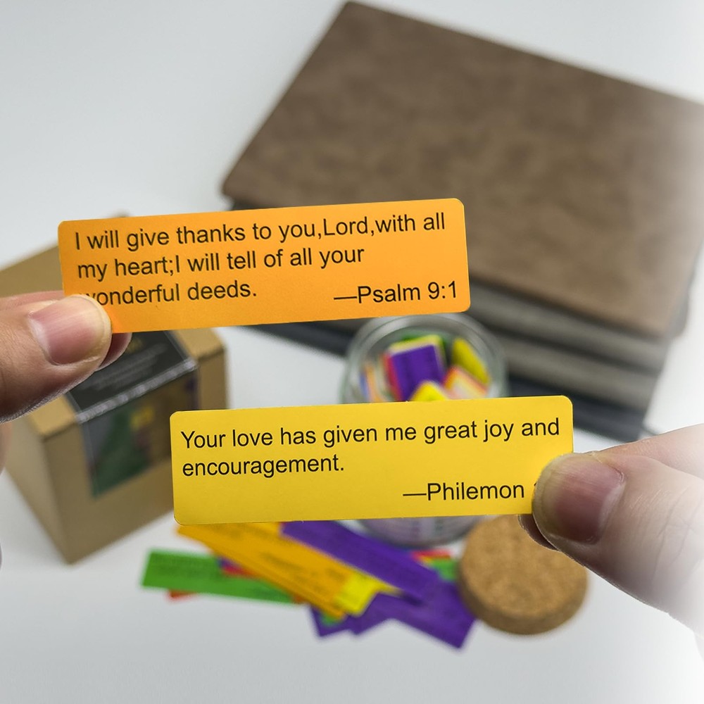 Bible Verse Jar with 108 Self-Adhesive Scripture Verse Cards Clear