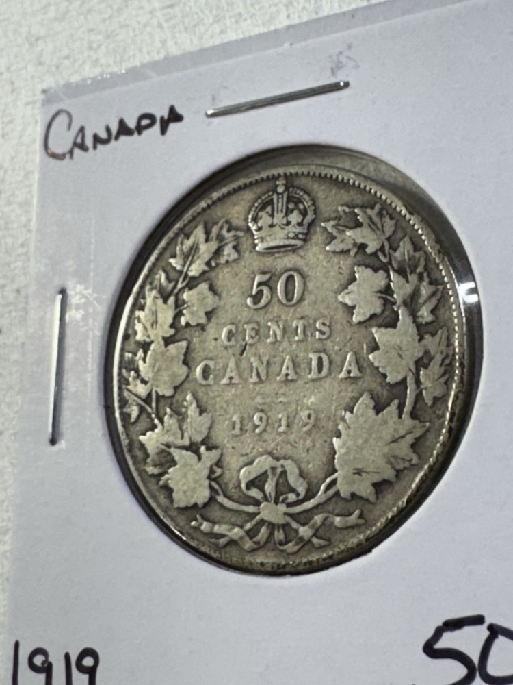 1919 Canada 50 Cents Silver Coin