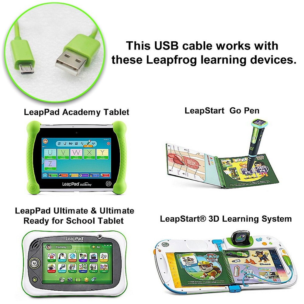 2 Pack! USB Cable for Leapfrog Leappad Ultimate/Ready for School/Academy Tablet