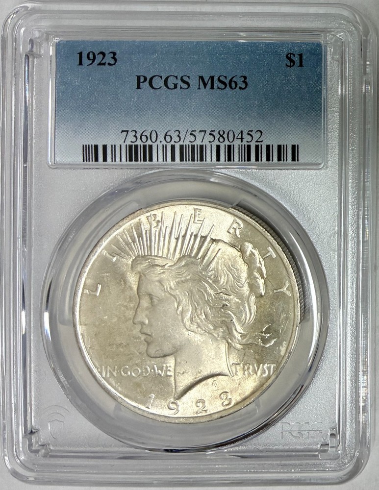 1923 Silver Peace Dollar, PCGS MS-63