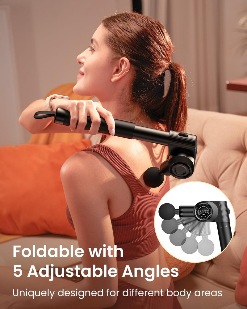 NAPRE Foldable Massage Gun Deep Tissue with 5 Adjustable Angles,Portable Hand...