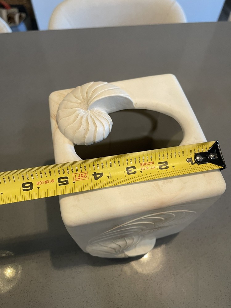 Cream Seashell Bath Tissue Box Cover Holder Quality Ceramic