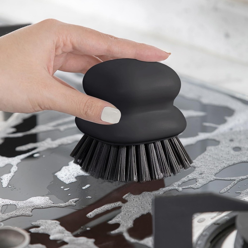 Dish Brush with Handle, Kitchen Scrub Brushes for Cleaning, Dish Scrubber wit...