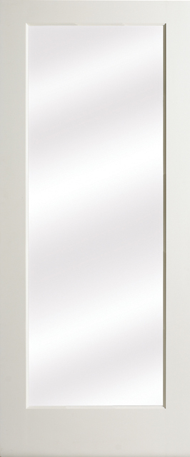 Primed 1 Lite Fullview Clear Glass Solid Core Interior French Doors  6'8 Height