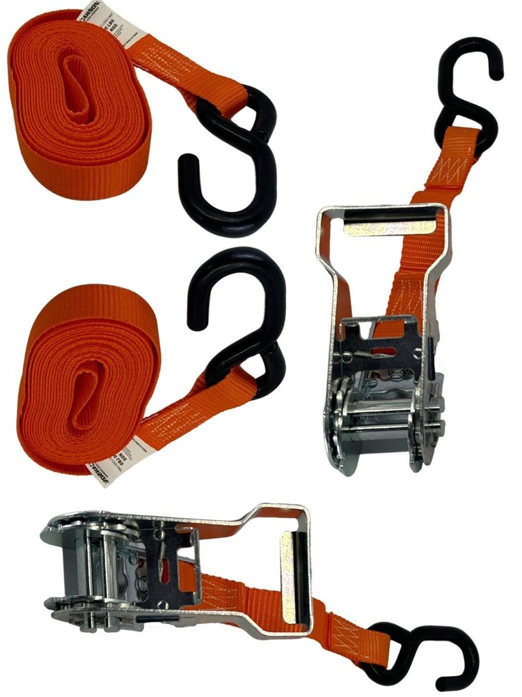 1"X16' Ratchet Strap with S-Hook 2 Pack