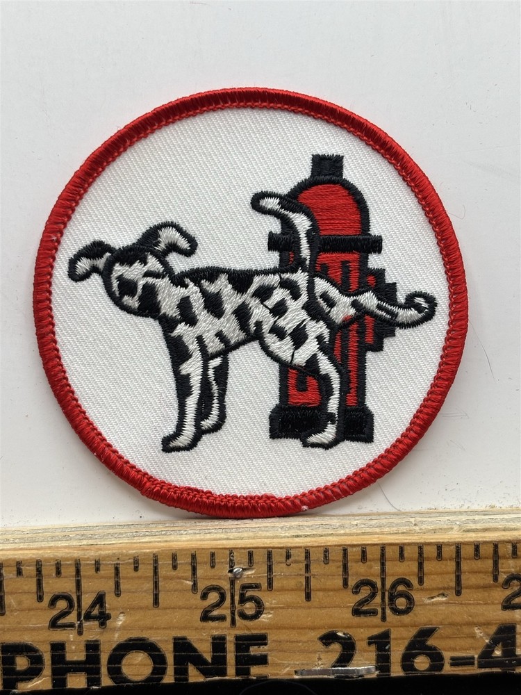 Dalmatian Dog Peeing on Fire Hydrant Shoulder Patch Vintage