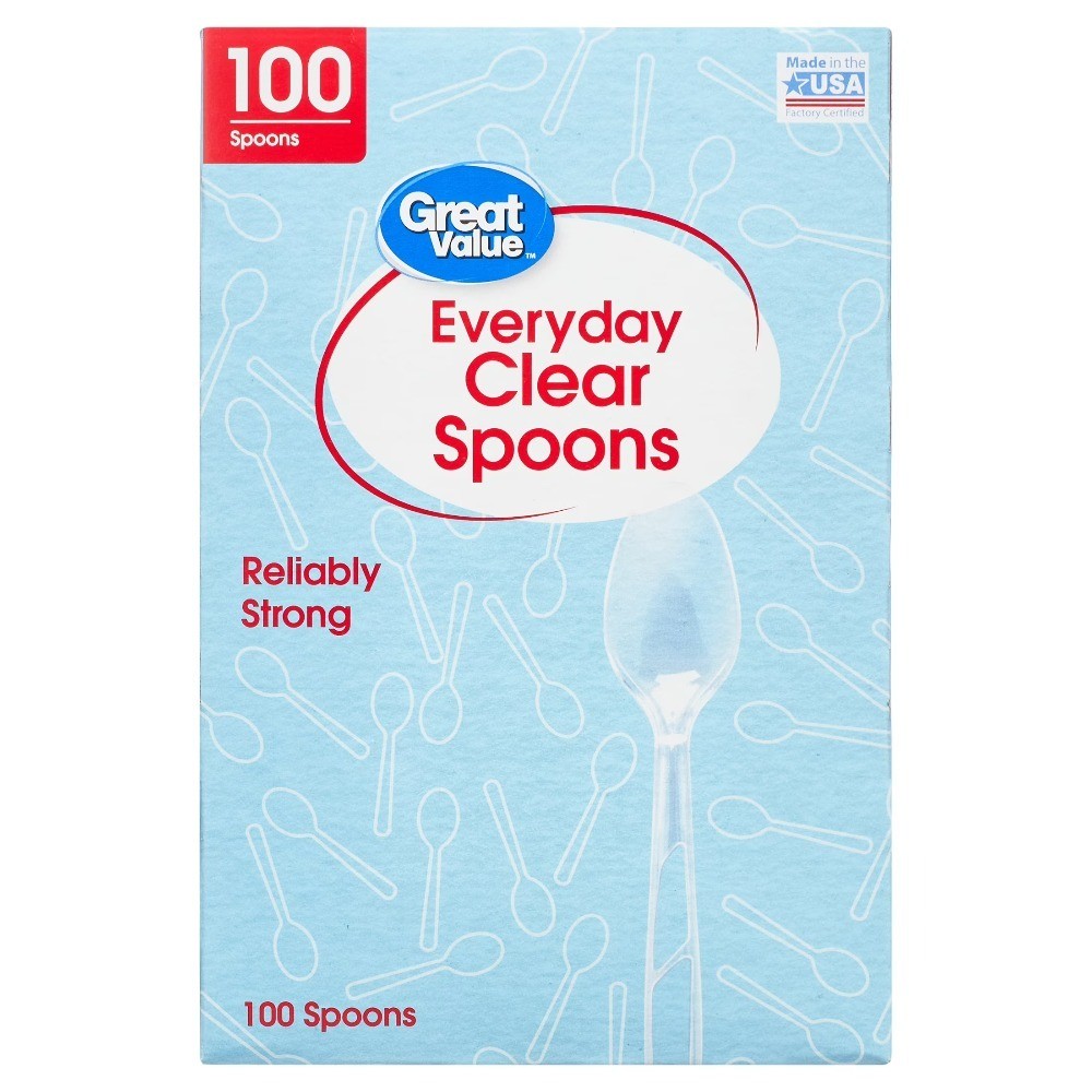 Plastic Everyday Clear Spoons, 200-Pack Bulk Disposable Spoons for Parties,