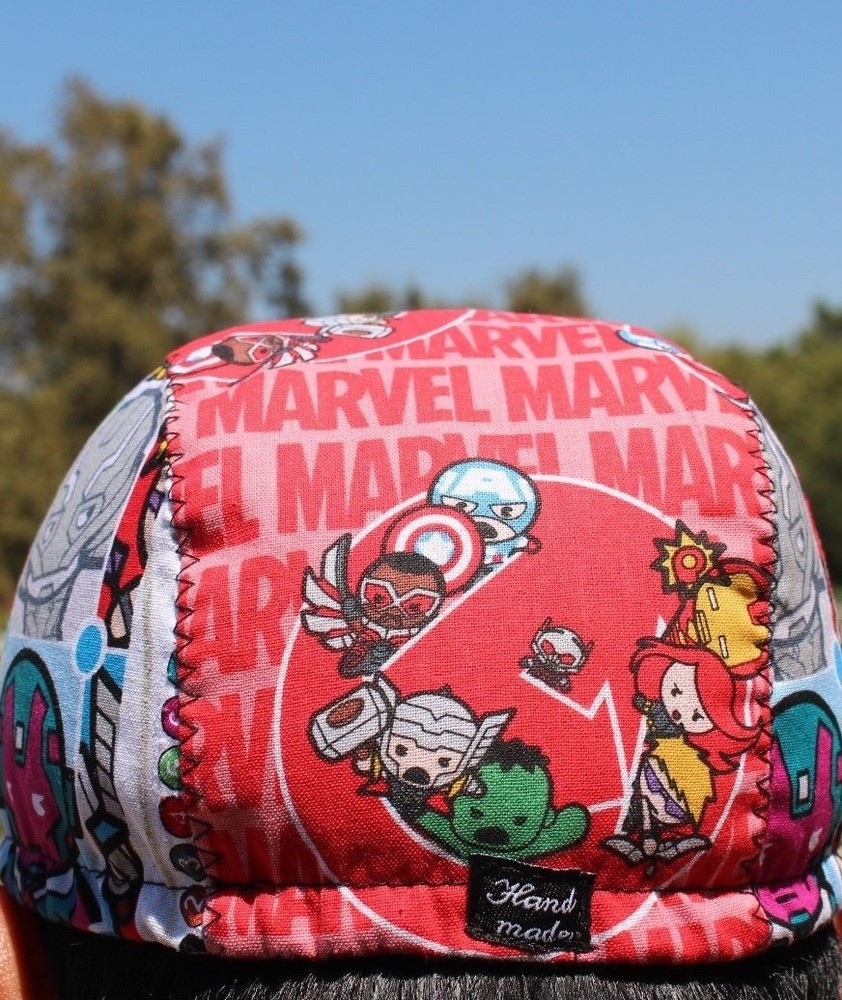 CYCLING CAP MINI MARVEL COMIC 100% COTTON ONE SIZE HANDMADE