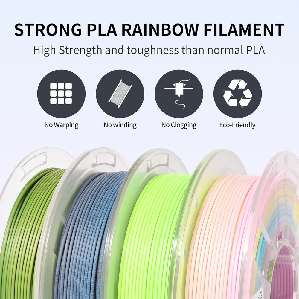 Matte PLA 3D Printer Filament Bundle Upgraded Multicolored Filament 1.75mm 4 ...