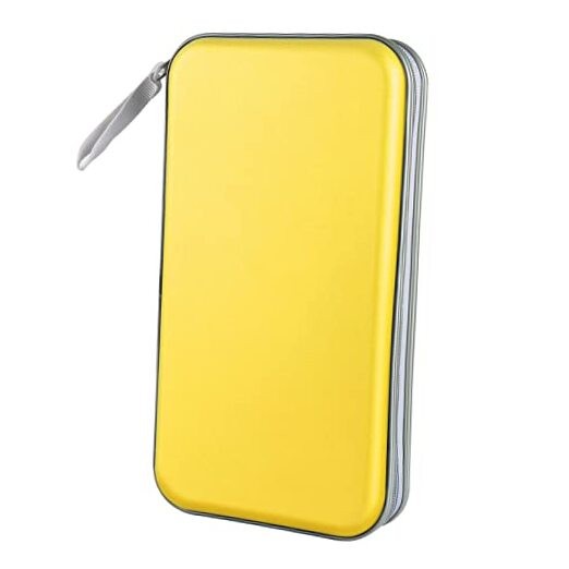CD Case holder, 80 Capacity CD/DVD Case Holders Wallet Hard Plastic CD Yellow