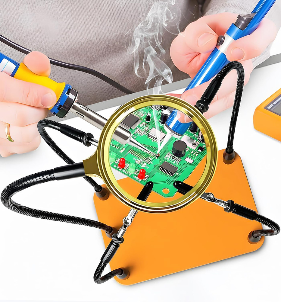 Helping Hands Soldering, Third Hand Soldering Tool PCB Holder Four Arms...