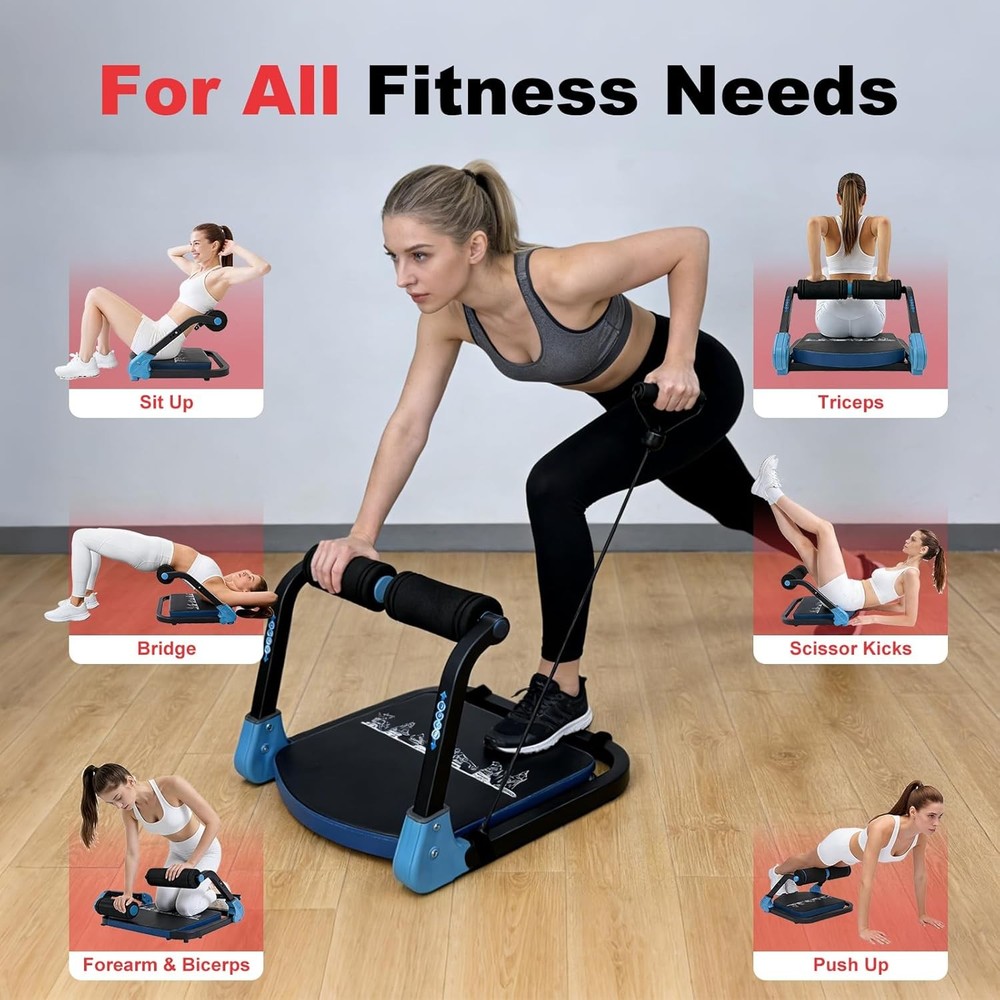 Sit Up Exercise Equipment & Core Machine Ab Machine Adjustable Ab Trainer blue