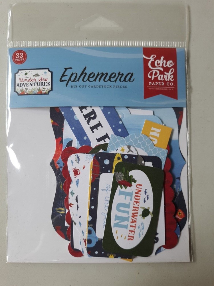 ECHO PARK   "UNDER SEA  ADVENTURES"  EPHEMERA PACK ~ FISH~ BEACH