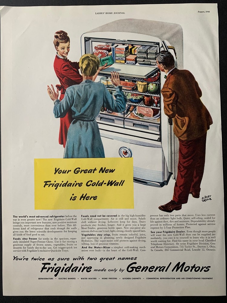 Vintage 1946 Frigidaire Refrigerator Ad