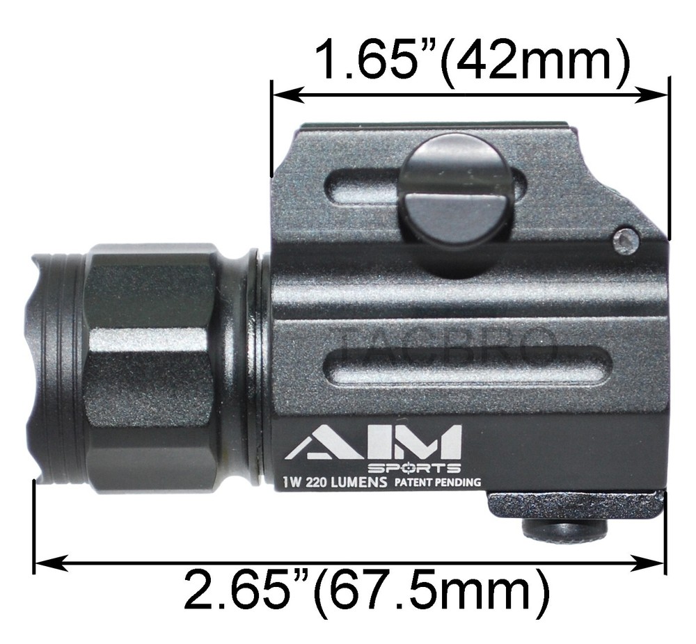 AIM SPORTS 220 Lumen LED Flashlight with Quick Release Mount- For Compact Size