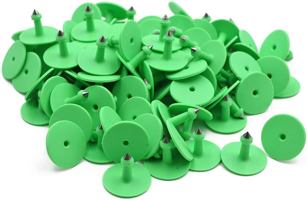 100 Durable Green Blank Ear Tags for Cattle, Hogs, and Sheep - Easy to Install