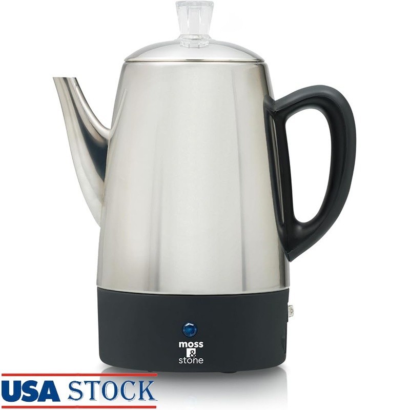 High Quality Electric Coffee Percolator 10 Cup Brew Keep Warm Easy Pour Spout US
