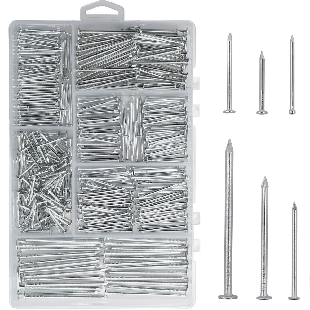 376pcs Premium Hardware Nails Assortment Kit, Maximum One Size, silver/gray